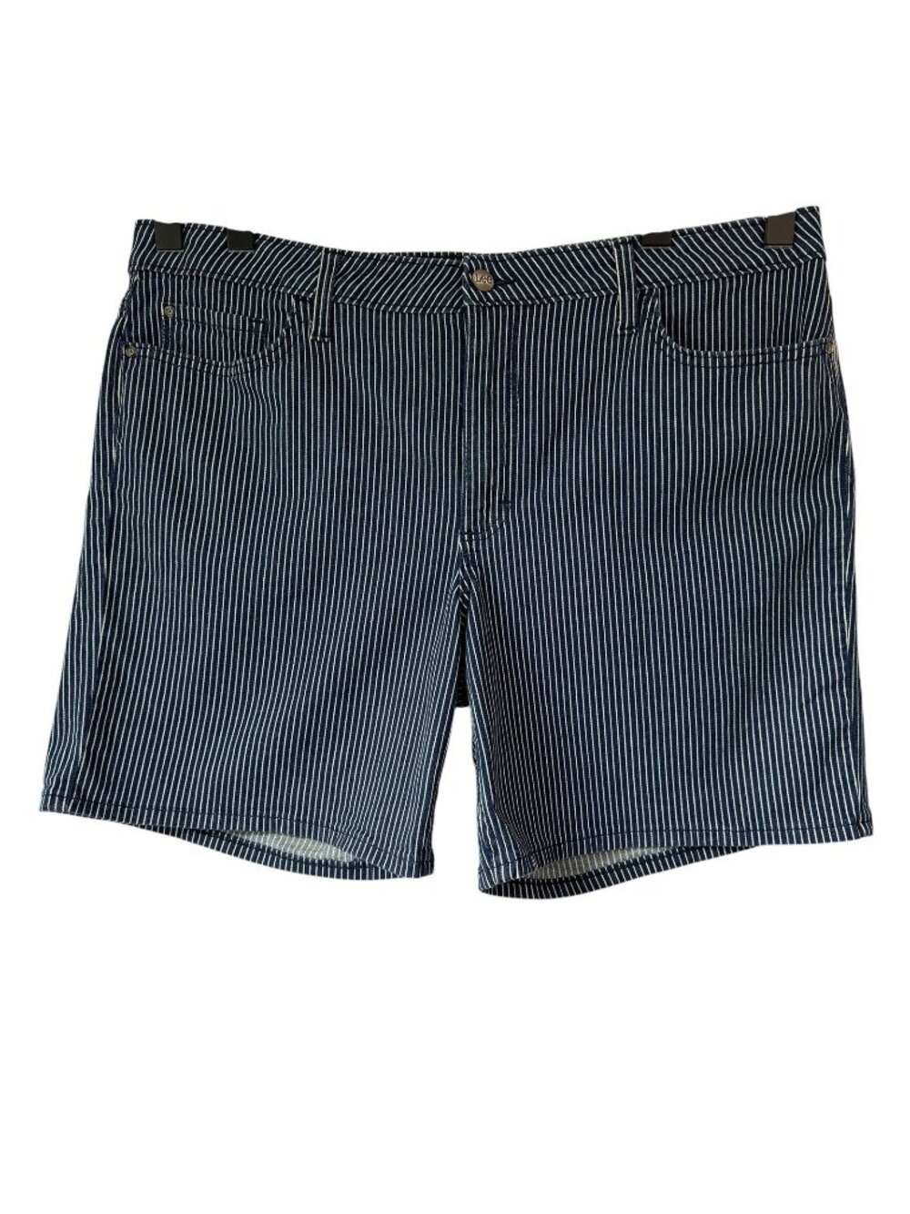 LEE Womens Blue Railroad Stipe Jean Shorts SZ 20 (Measured 40 X 7) Stretch
